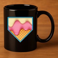 Home Plate Drip Ice Cream Dripping Softball & Baseball 11oz C Handle Ceramic Mug