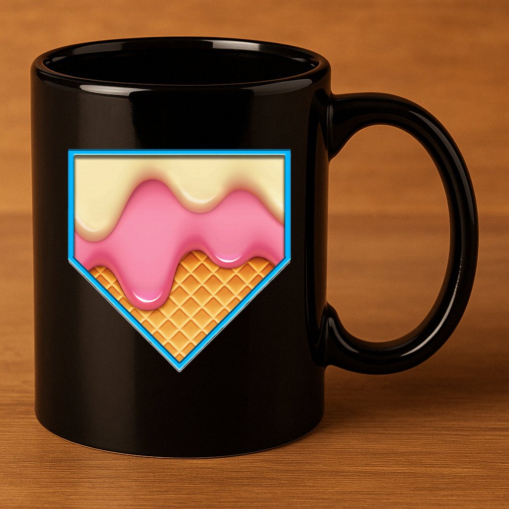 Home Plate Drip Ice Cream Dripping Softball & Baseball 11oz C Handle Ceramic Mug