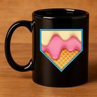 Home Plate Drip Ice Cream Dripping Softball & Baseball 11oz C Handle Ceramic Mug