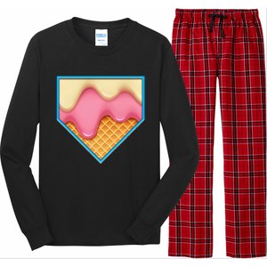 Home Plate Drip Ice Cream Dripping Softball & Baseball Long Sleeve Pajama Set