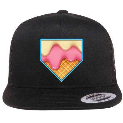 Home Plate Drip Ice Cream Dripping Softball & Baseball Flatbill Hat
