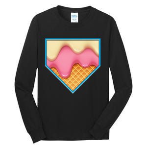 Home Plate Drip Ice Cream Dripping Softball & Baseball Tall Long Sleeve T-Shirt