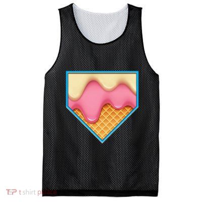 Home Plate Drip Ice Cream Dripping Softball & Baseball Mesh Reversible Basketball Jersey Tank