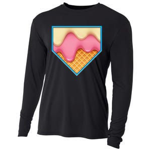 Home Plate Drip Ice Cream Dripping Softball & Baseball Cooling Performance Long Sleeve Crew