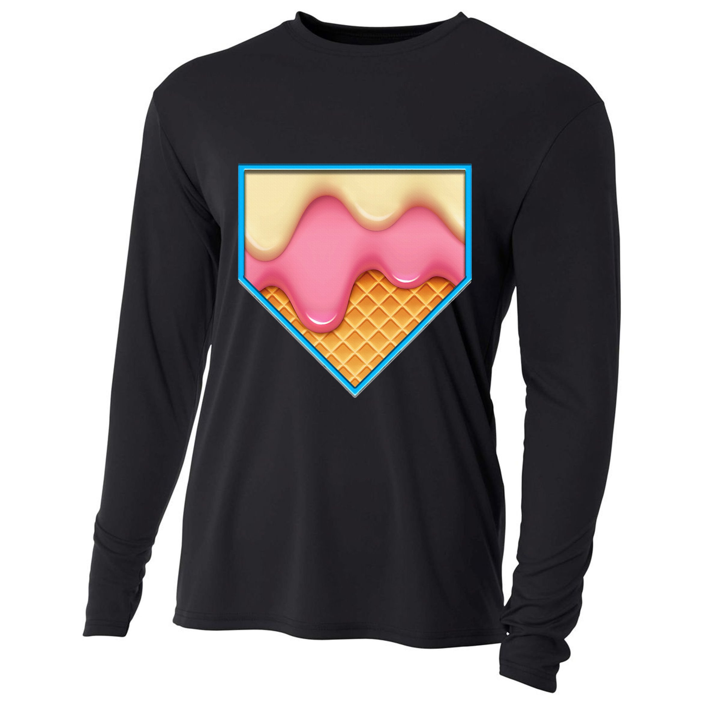 Home Plate Drip Ice Cream Dripping Softball & Baseball Cooling Performance Long Sleeve Crew