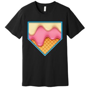 Home Plate Drip Ice Cream Dripping Softball & Baseball Premium T-Shirt