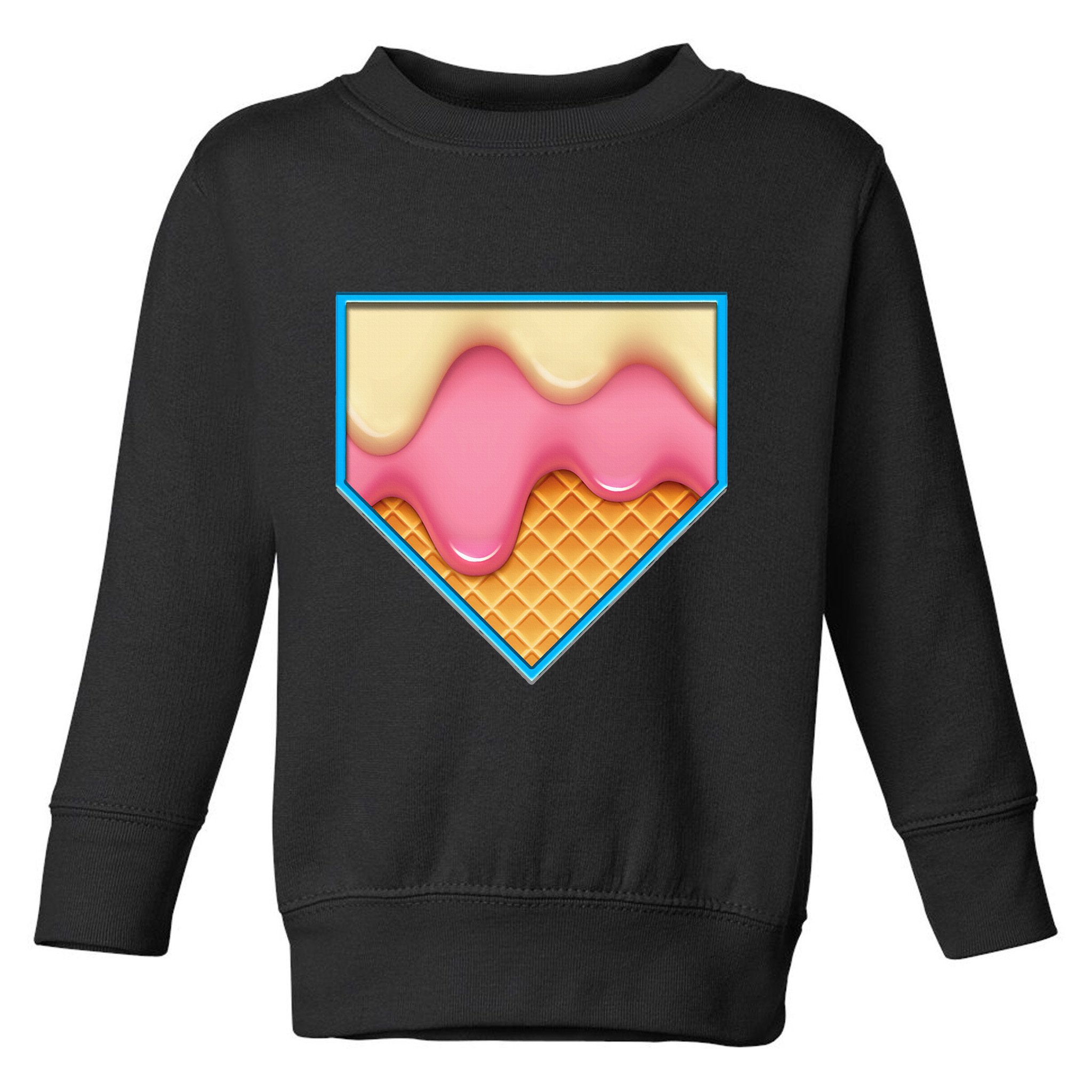 Home Plate Drip Ice Cream Dripping Softball & Baseball Toddler Sweatshirt