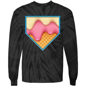 Home Plate Drip Ice Cream Dripping Softball & Baseball Tie-Dye Long Sleeve Shirt