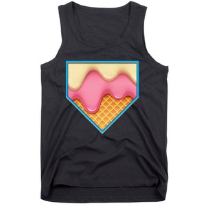 Home Plate Drip Ice Cream Dripping Softball & Baseball Tank Top