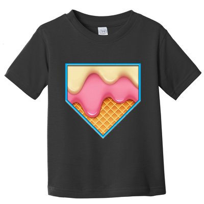 Home Plate Drip Ice Cream Dripping Softball & Baseball Toddler T-Shirt