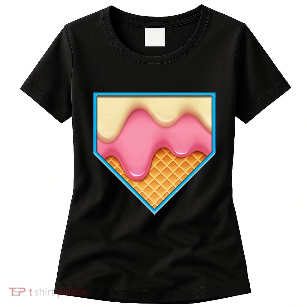 Home Plate Drip Ice Cream Dripping Softball & Baseball Womens T-Shirt