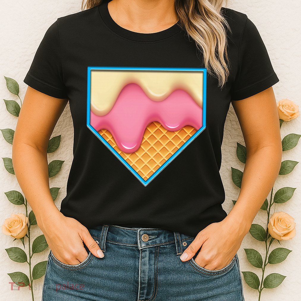 Home Plate Drip Ice Cream Dripping Softball & Baseball Womens T-Shirt