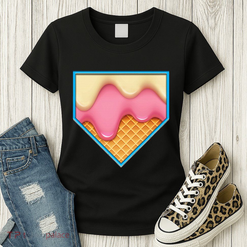 Home Plate Drip Ice Cream Dripping Softball & Baseball Womens T-Shirt