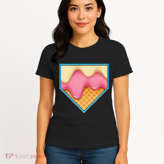 Home Plate Drip Ice Cream Dripping Softball & Baseball Womens T-Shirt