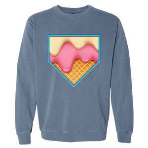 Home Plate Drip Ice Cream Dripping Softball & Baseball Garment-Dyed Sweatshirt