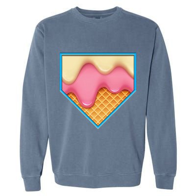 Home Plate Drip Ice Cream Dripping Softball & Baseball Garment-Dyed Sweatshirt