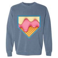 Home Plate Drip Ice Cream Dripping Softball & Baseball Garment-Dyed Sweatshirt