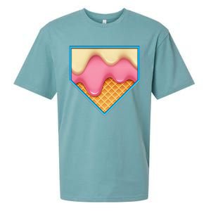 Home Plate Drip Ice Cream Dripping Softball & Baseball Sueded Cloud Jersey T-Shirt