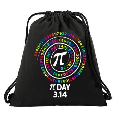 Happy Pi Day Spiral Pi Color Numbers Math Teacher 3.14 Drawstring Bag