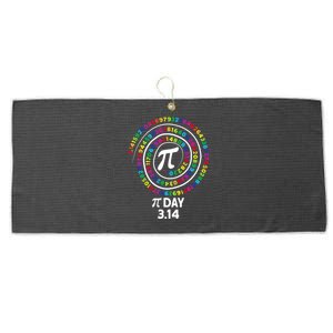 Happy Pi Day Spiral Pi Color Numbers Math Teacher 3.14 Large Microfiber Waffle Golf Towel