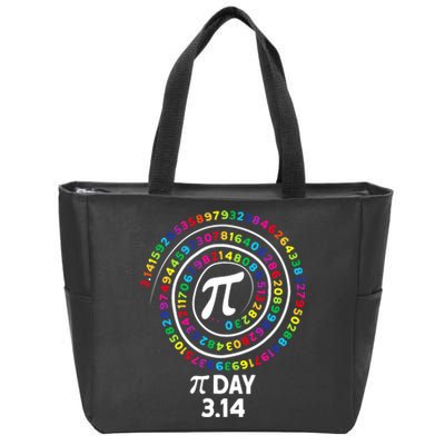 Happy Pi Day Spiral Pi Color Numbers Math Teacher 3.14 Zip Tote Bag