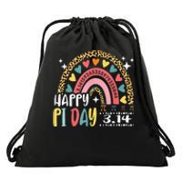 Happy Pi Day Leopard Rainbow Funny Math Teacher Drawstring Bag