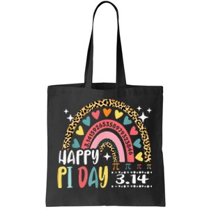 Happy Pi Day Leopard Rainbow Funny Math Teacher Tote Bag