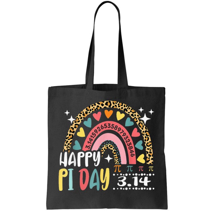 Happy Pi Day Leopard Rainbow Funny Math Teacher Tote Bag