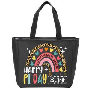 Happy Pi Day Leopard Rainbow Funny Math Teacher Zip Tote Bag