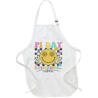 Happy Pi Day 3. 14 Vibes Cute Smile Face Pi Day Full-Length Apron With Pockets