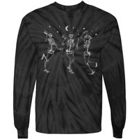 Halloween Party Dancing Skeleton Funny Halloween Tie-Dye Long Sleeve Shirt