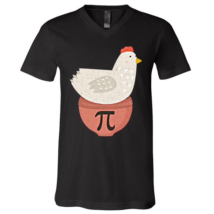 Happy Pi Day Funny Chicken Pot Pie 3 14 Science Math Teacher Funny Gift V-Neck T-Shirt