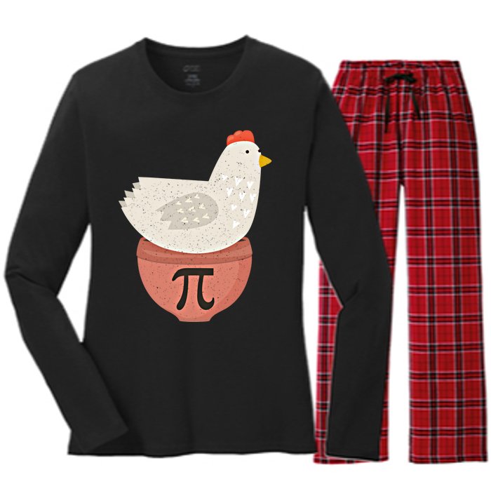 Happy Pi Day Funny Chicken Pot Pie 3 14 Science Math Teacher Funny Gift Women's Long Sleeve Flannel Pajama Set 