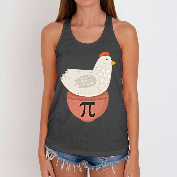 Happy Pi Day Funny Chicken Pot Pie 3 14 Science Math Teacher Funny Gift Women's Knotted Racerback Tank