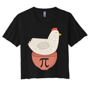 Happy Pi Day Funny Chicken Pot Pie 3 14 Science Math Teacher Funny Gift Women's Crop Top Tee