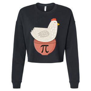 Happy Pi Day Funny Chicken Pot Pie 3 14 Science Math Teacher Funny Gift Cropped Pullover Crew