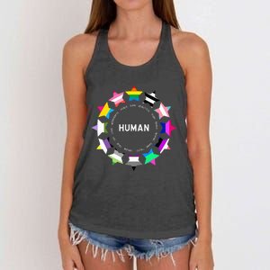 Human Pride Design Human Lgbtq Flag Women's Knotted Racerback Tank