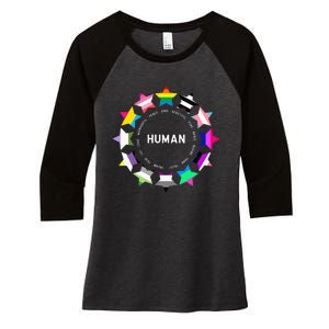 Human Pride Design Human Lgbtq Flag Women's Tri-Blend 3/4-Sleeve Raglan Shirt