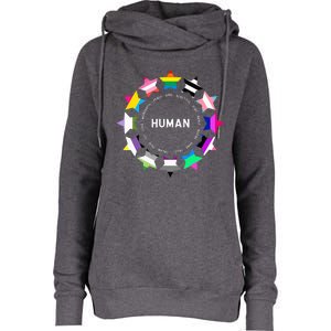 Human Pride Design Human Lgbtq Flag Womens Funnel Neck Pullover Hood