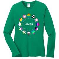 Human Pride Design Human Lgbtq Flag Ladies Long Sleeve Shirt