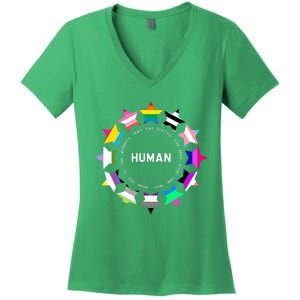 Human Pride Design Human Lgbtq Flag Women's V-Neck T-Shirt