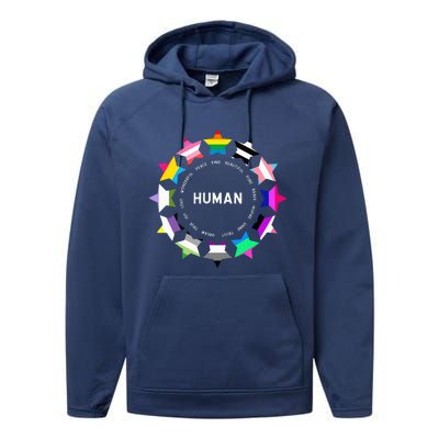 Human Pride Design Human Lgbtq Flag Performance Fleece Hoodie