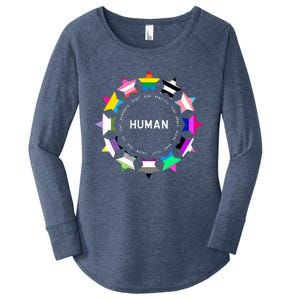 Human Pride Design Human Lgbtq Flag Women's Perfect Tri Tunic Long Sleeve Shirt