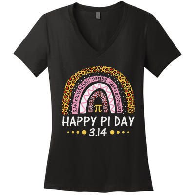 Happy Pi Day Mathematic Math Teacher Gift Leopard Women's V-Neck T-Shirt