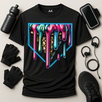 Home Plate Drip Ice Cream Softball & Baseball Cooling Performance Crew T-Shirt