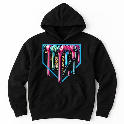 Home Plate Drip Ice Cream Softball & Baseball Hoodie