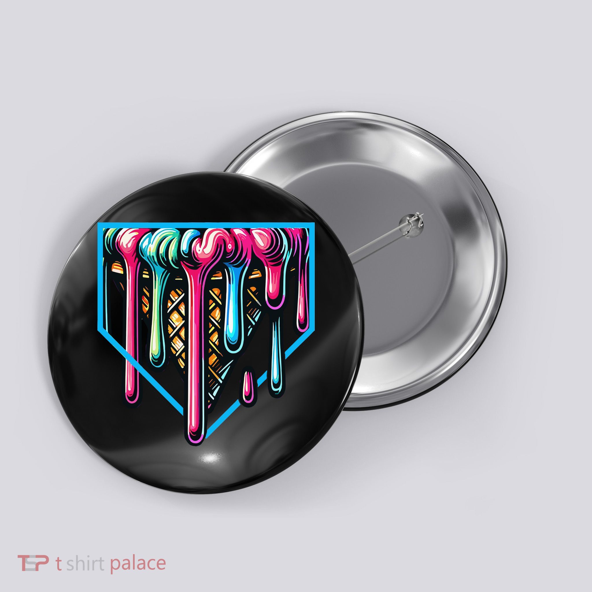 Home Plate Drip Ice Cream Softball & Baseball Button