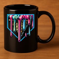 Home Plate Drip Ice Cream Softball & Baseball 11oz C Handle Ceramic Mug