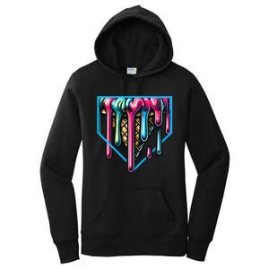 Home Plate Drip Ice Cream Softball & Baseball Women's Pullover Hoodie