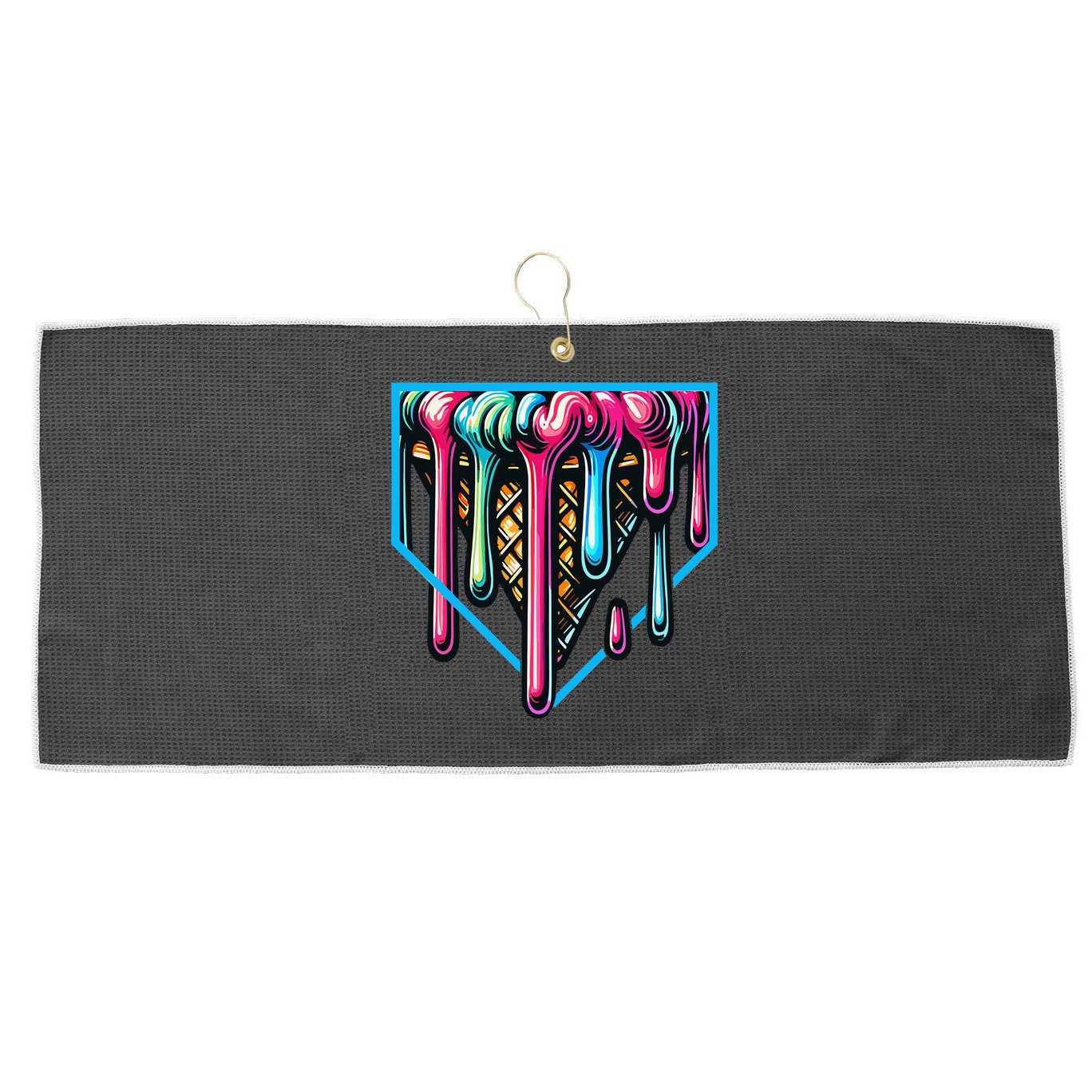 Home Plate Drip Ice Cream Softball & Baseball Large Microfiber Waffle Golf Towel